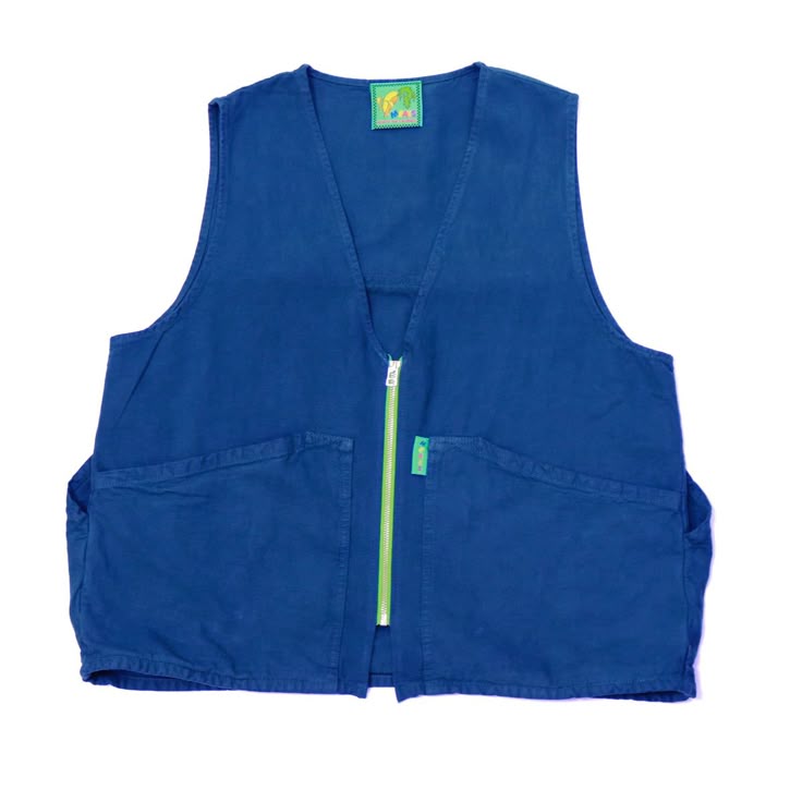 Blue utility vest with zipper