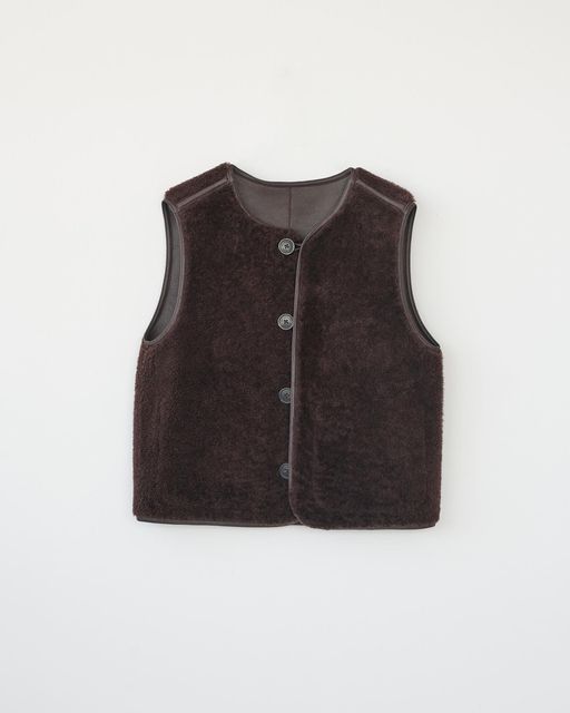 Brown fuzzy fur vest with buttons