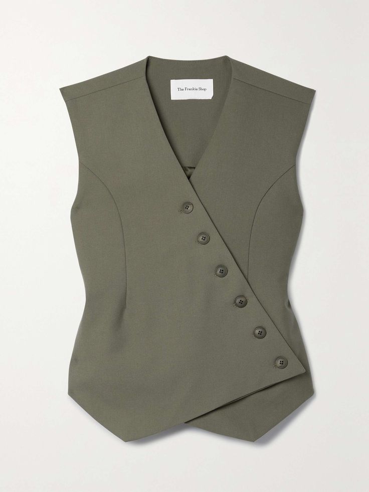 Olive tailored vest with buttons
