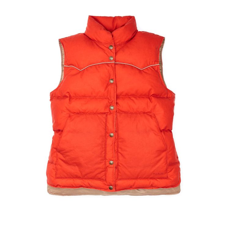 Red quilted Filson women's vest